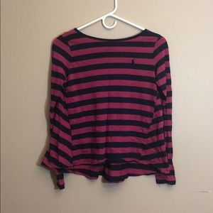 Fuchsia/navy striped Ralph Lauren long tee